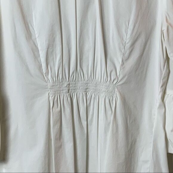 BCBG Maxazria White 3/4 Sleeve Button-Down with Ruffles Sleeves Size Large - Picture 9 of 9